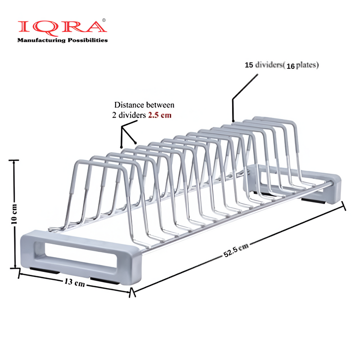IQRA Stainless Steel (Pack of 1) Plate Rack for Kitchen/Plate Stand/Lid Organizer/Saucer Stand/Dish Rack/Tandem Basket Plate Fixer Stand/Modular Kitchen Rack/Tandem Box Accessories