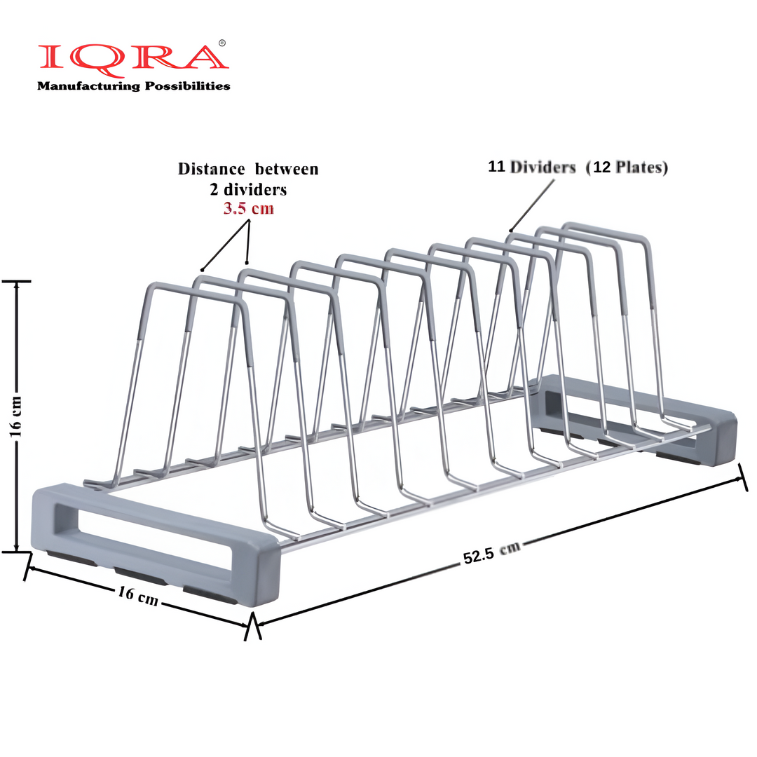 IQRA Stainless Steel (Pack of 1) Plate Rack for Kitchen/Plate Stand/Lid Organizer/Saucer Stand/Dish Rack/Tandem Basket Plate Fixer Stand/Modular Kitchen Rack/Tandem Box Accessories