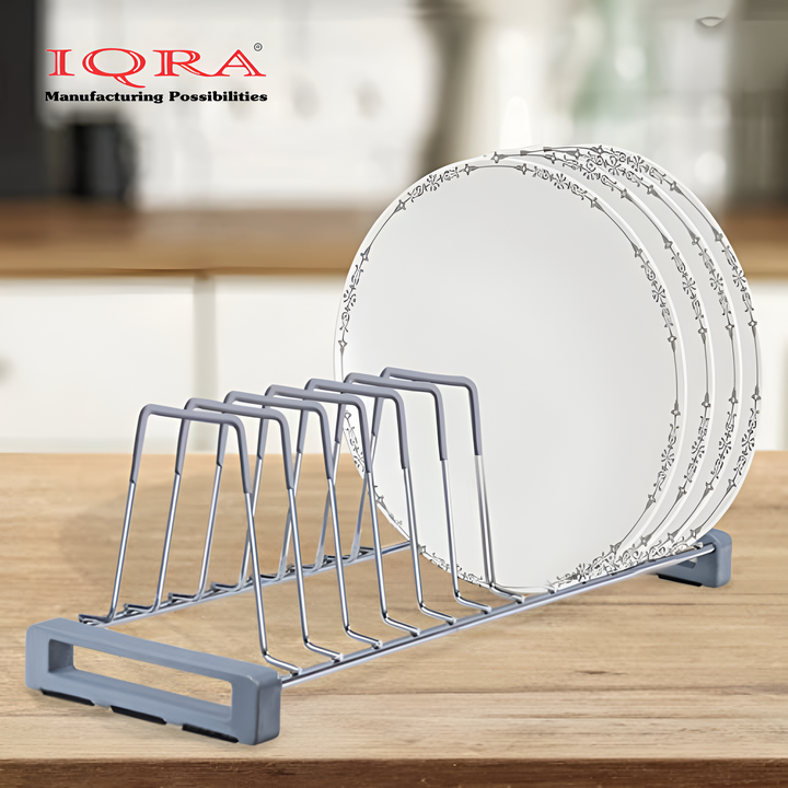 IQRA Stainless Steel (Pack of 1) Plate Rack for Kitchen/Plate Stand/Lid Organizer/Saucer Stand/Dish Rack/Tandem Basket Plate Fixer Stand/Modular Kitchen Rack/Tandem Box Accessories