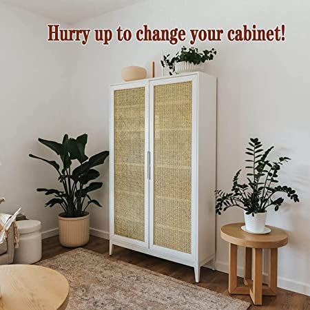 IQRA Webbing Plastic Cane Webbing for Caning Projects Natural Pre - Woven Open Mesh Cane - PE Rattan Cane Webbing Rattan Roll Cabinet Chair