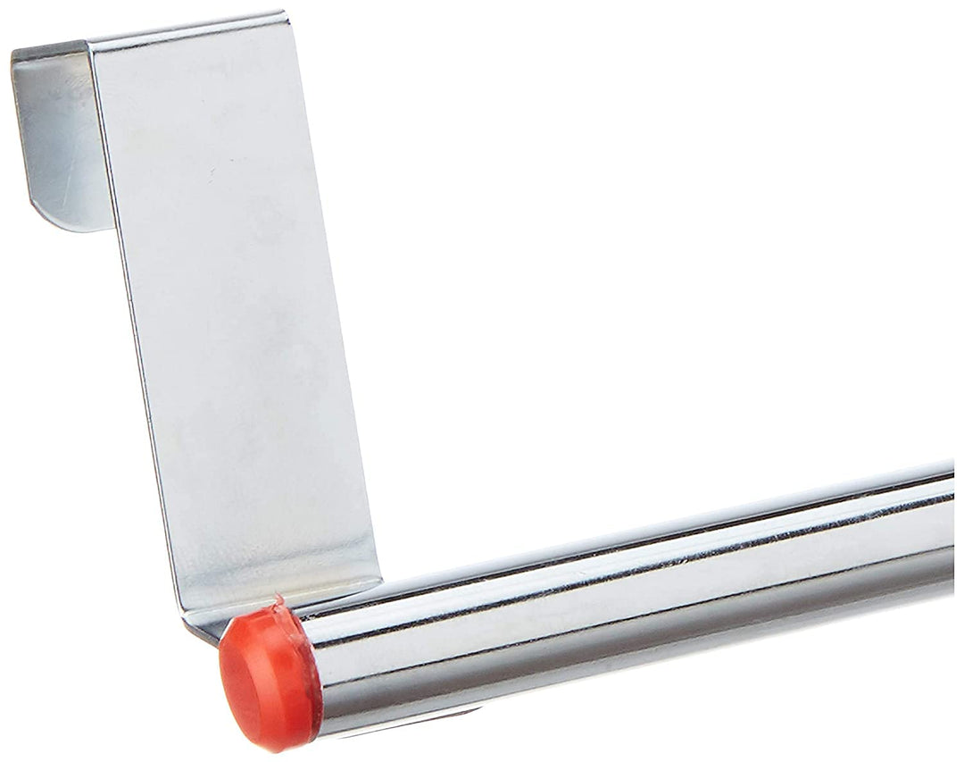 IQRA Over Cabinet Door Kitchen Towel Holder, Stainless Steel Towel Holder, Cabinet Hanger, Towel Bar (Length : 23 cm) (Silver-Red, Pack of 1)