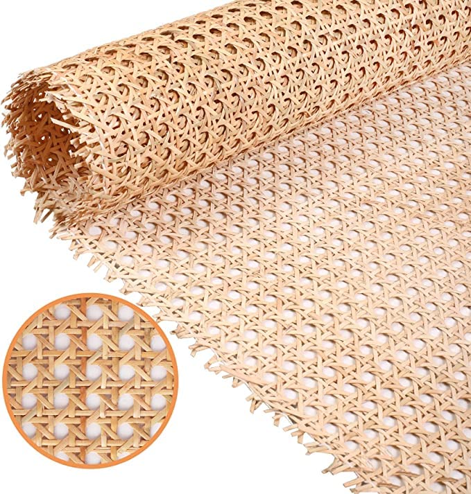 IQRA Webbing Plastic Cane Webbing for Caning Projects Natural Pre - Woven Open Mesh Cane - PE Rattan Cane Webbing Rattan Roll Cabinet Chair