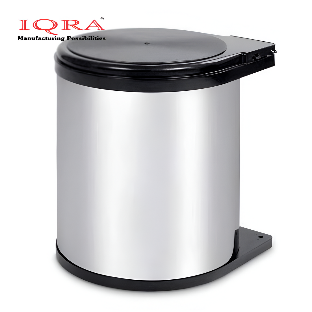 IQRA Stainless Steel Auto Lid Pedal Dustbin/Garbage Bin with (8 LTR .) Silver & Black, Modular Kitchen Hardware & Accessories