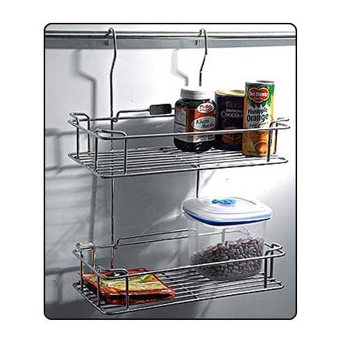 IQRA Stainless Steel Double Hanging Shelves For Kitchen Organizer/Modular Kitchen Basket/Multifunctional Storage Rack