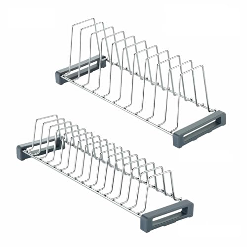 IQRA Stainless Steel (Pack of 2) Plate Rack for Kitchen/Plate Stand/Lid Organizer/Saucer Stand/Dish Rack/Tandem Basket Plate Fixer Stand/Modular Kitchen Rack/Tandem Box Accessories
