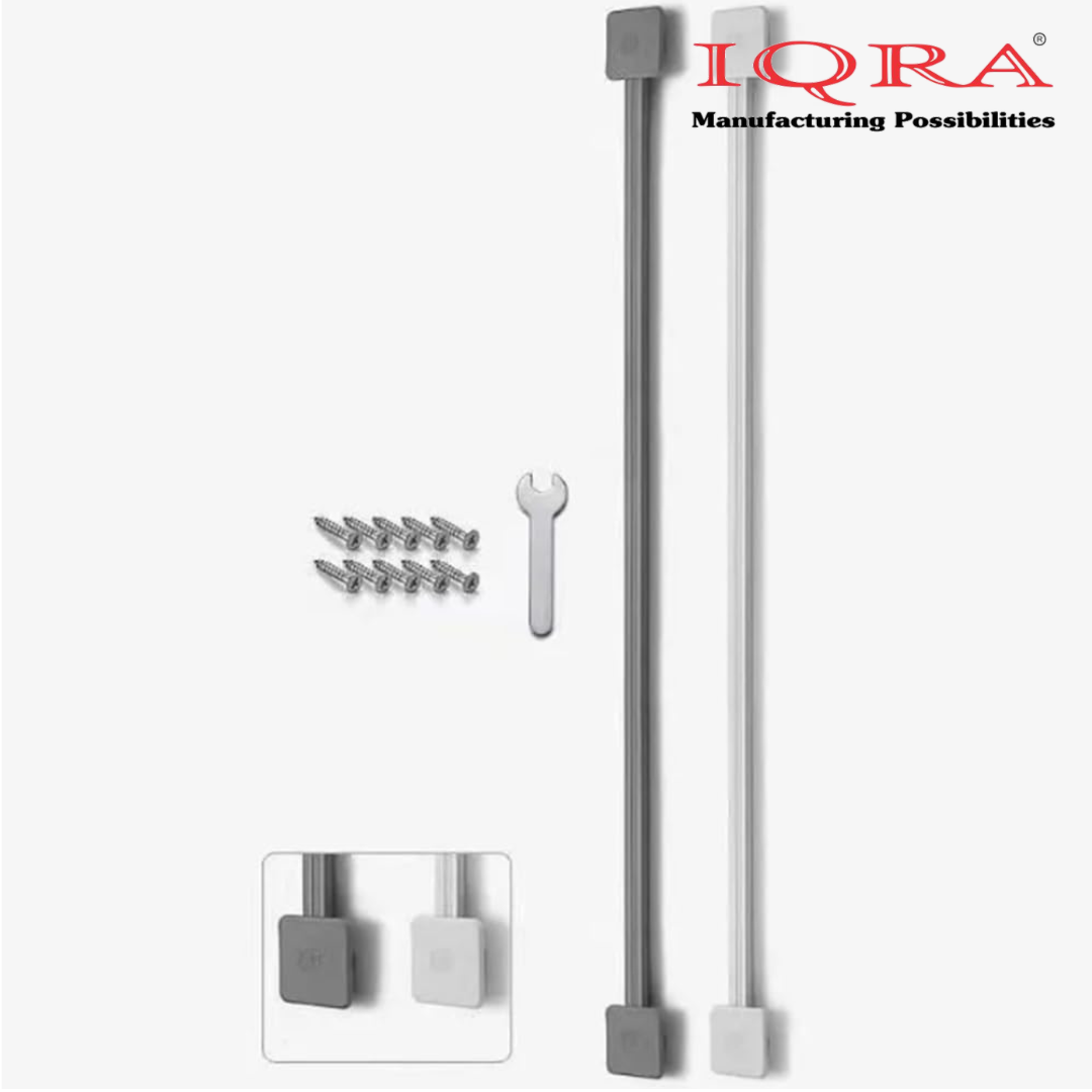 IQRA Heavy Duty Wardrobe Door Straightener | 6mm Rod with Dual-Side Cast Brackets | Complete Kit with Screws & PVC Cap | Concealed Fixing | 72" Length – Ideal for Big Cabinet & Wardrobe Doors