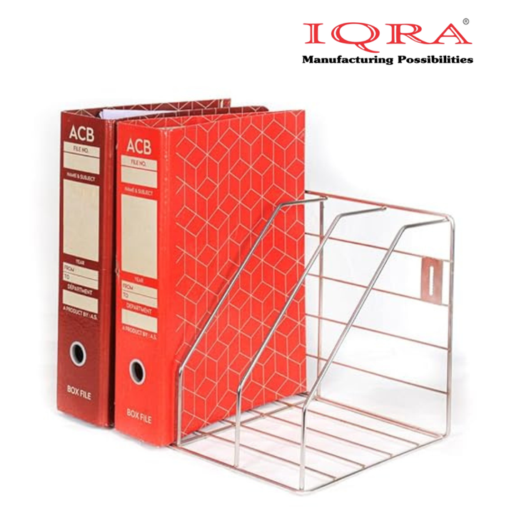 IQRA Stainless Steel Hanging Shelves Wall Mount File Rack/File Holder/Document Holder/Box File Holder(4 Sections)