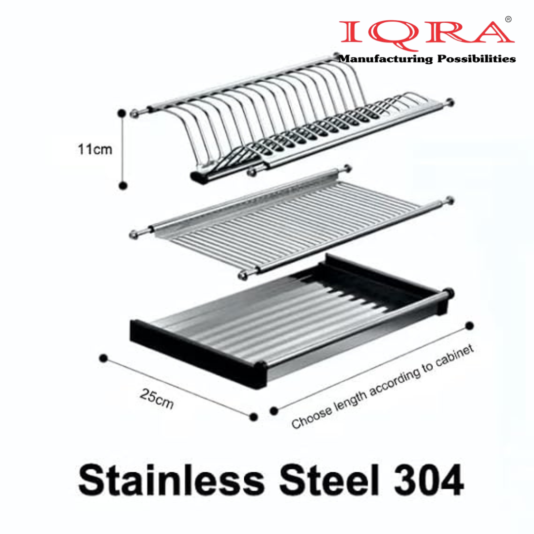 IQRA Stainless Steel Dish Plate Rack Drainer GTPT for Kitchen, Set of 3pcs