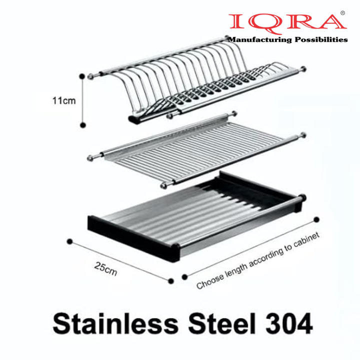 IQRA Stainless Steel Dish Plate Rack Drainer GTPT for Kitchen, Set of 3pcs