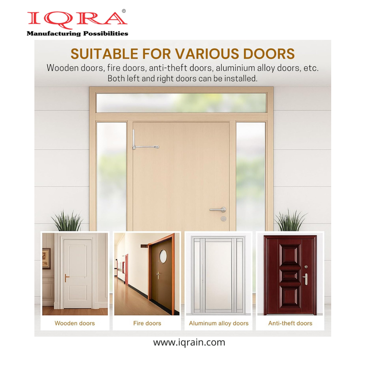 IQRA Automatic Door Closer, Adjustable Spring Storm Door Closer, Heavy Duty Safety Spring, Built-in Lock, Perfect for Indoor & Outdoor Doors, Offices, Soft Closing Door (Pack of 1)