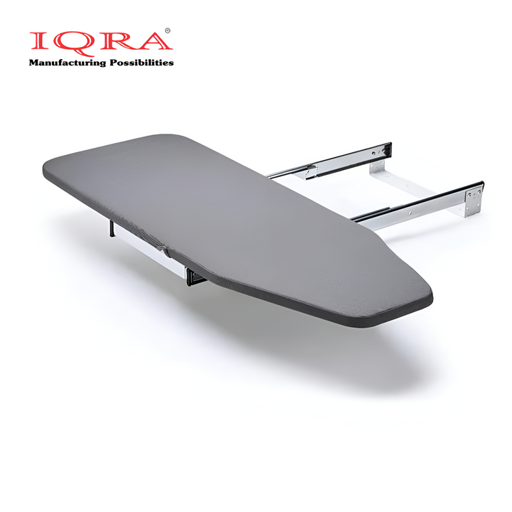 IQRA Metal Ironing Board Space Saver for Modular Wardrobe, Adjustable Closet Pull-Out Stow Away in The Cabinet, Retractable Board,180 Degree Rotation Foldable (39.5L x 43W x 5H INCHES)