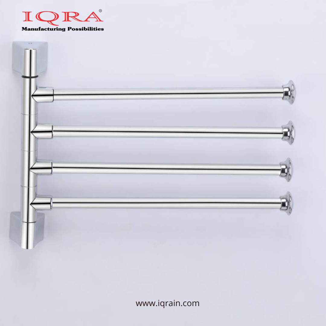IQRA Stainless Steel 4 Bar Swing Hanger Towel Rack for Bathroom Towel Holder for Kitchen Towel Hanger Stand for Wash Basin