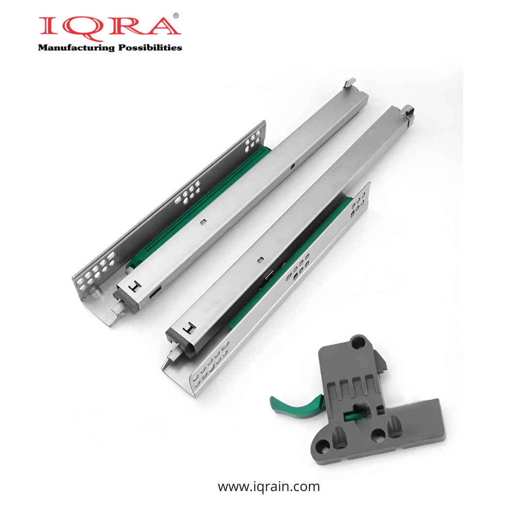 IQRA Undermount Drawer Slide Runner Bottom Quadro Channel, Silent Soft Closing Hydraulic with Locking Device (Capacity: 40 kg)