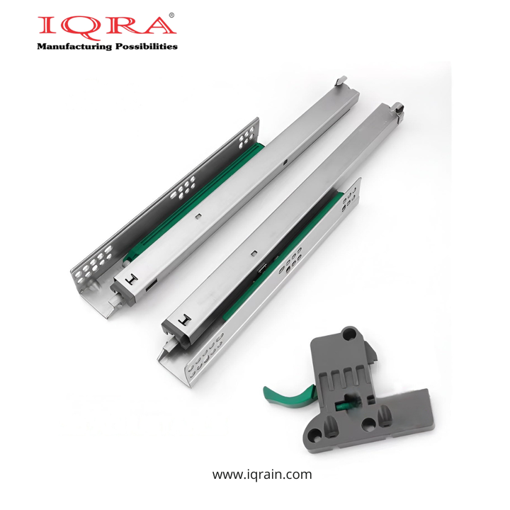 IQRA Undermount Drawer Slide Runner Bottom Quadro Channel, Silent Soft Closing Hydraulic with Locking Device (Capacity: 40 kg)