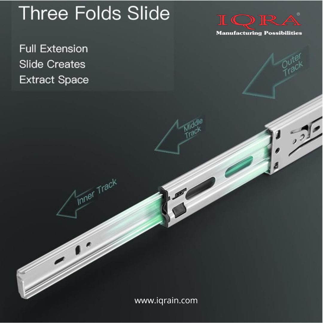 IQRA Soft Close Silver Drawer Channel/Ball Bearing Regular Close Channel for Drawer/Telescopic Drawer Channel for Wooden & Metals Drawers in Kitchen, Wardrobe