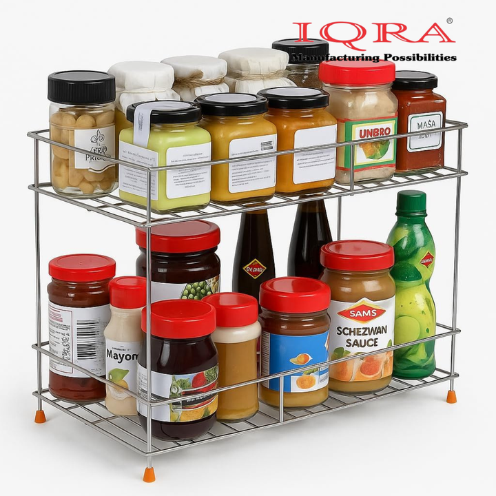 Stainless Steel 2-Tier Kitchen Rack, Spice Shelf for Kitchen Pantry Storage Organizer, Shelves - 20D x 20W x 20H Centimeters