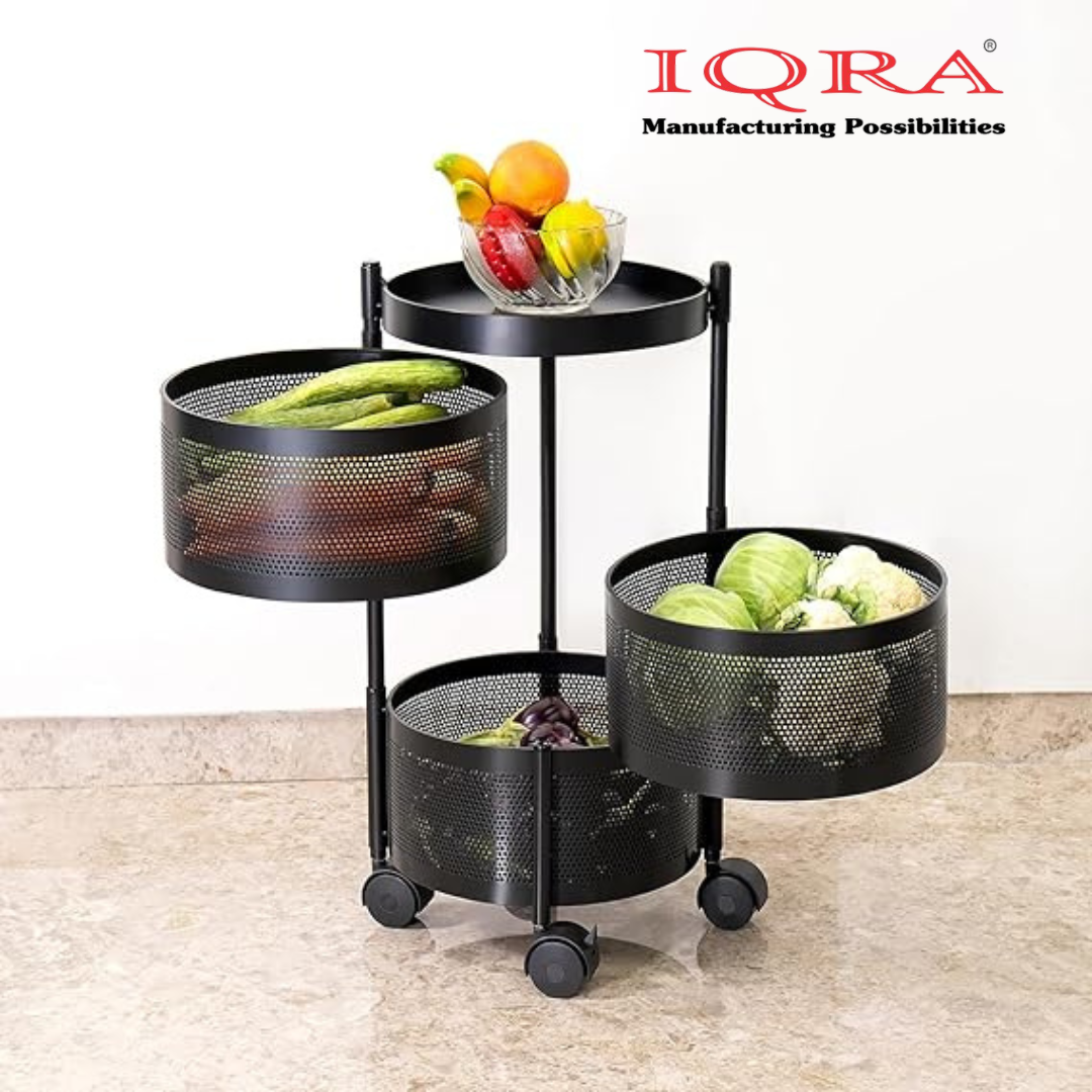 IQRA Kitchen Trolley with Wheels, Kitchen Organizer Items and Storage Solutions for Square-Round Kitchen Organizer and Kitchen Accessories Items (Black)