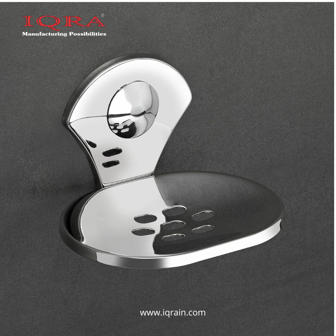 IQRA Soap Dish Holder for Bathroom soap case Stand Bathroom soap Holders Stand Steel wash Basin soap Tray for Bathroom 38(304 Stainless Steel,Chrome Finish)