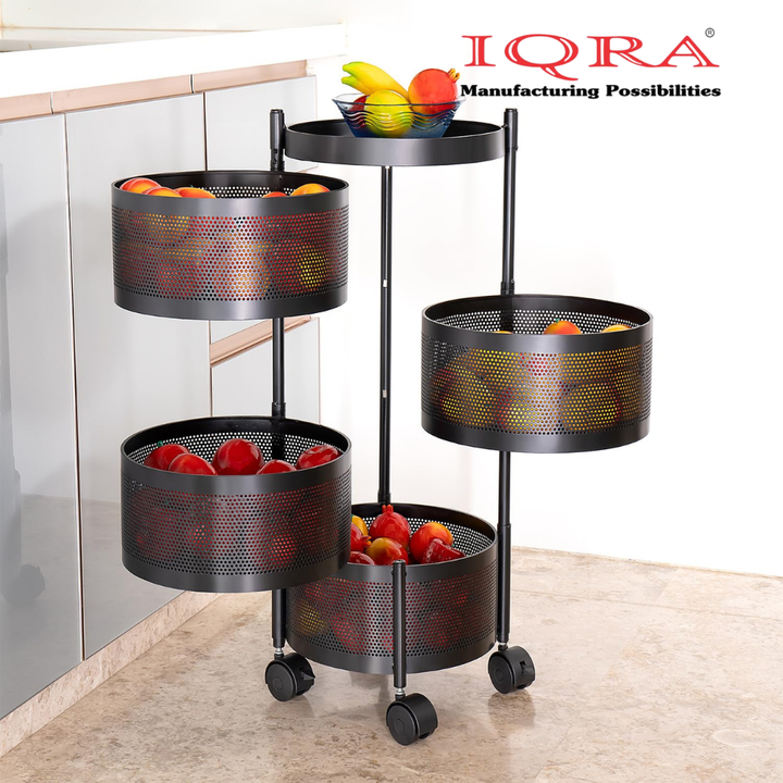 IQRA Kitchen Trolley with Wheels, Kitchen Organizer Items and Storage Solutions for Square-Round Kitchen Organizer and Kitchen Accessories Items (Black)