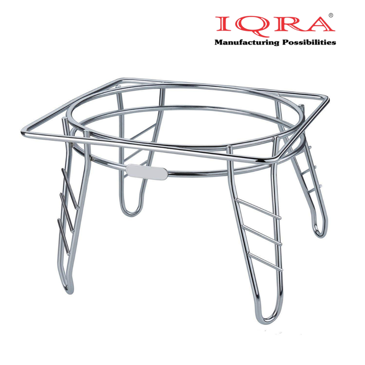 IQRA Round Surface Matka-Plant Stand for Water Pot with Pipe Fitted Drain Water Try | Steel Matka Stand for Kitchen | Water Pot Stand for Kitchen| SIZE: 8 X 8 X 7.5 Inch, (Pot & Glass NOT include)