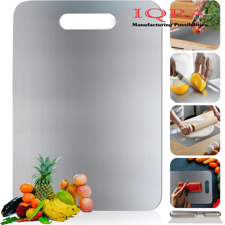 IQRA Countertop-Round Stainless Steel Chopping Board Platform Kitchen Cutting Board Board for Vegetables Fruits Healthy Safe Durable