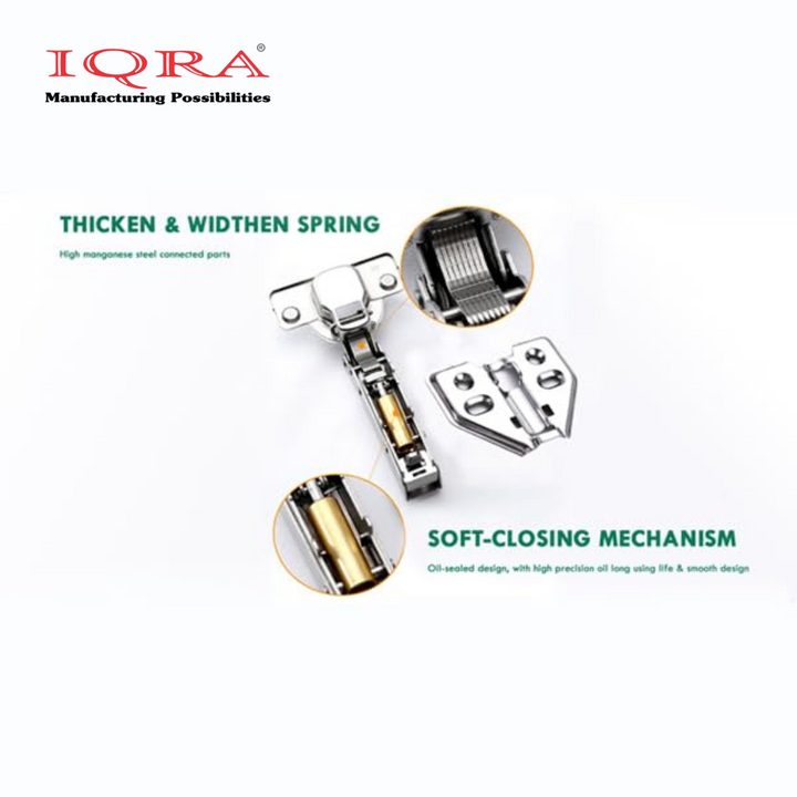 IQRA Stainless Steel European Style Steel Clip-on Soft Close Concealed Cabinet Hinges, Crank, (Color : Silver)