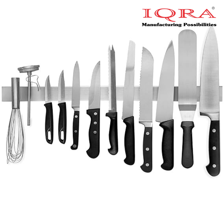 IQRA Innovations Stainless Steel Magnetic Knife Bar with Multi-Purpose Functionality as a Knife Holder, Knife Strip, Magnetic Tool Organizer, Art Supply Organizer & Home Organizer