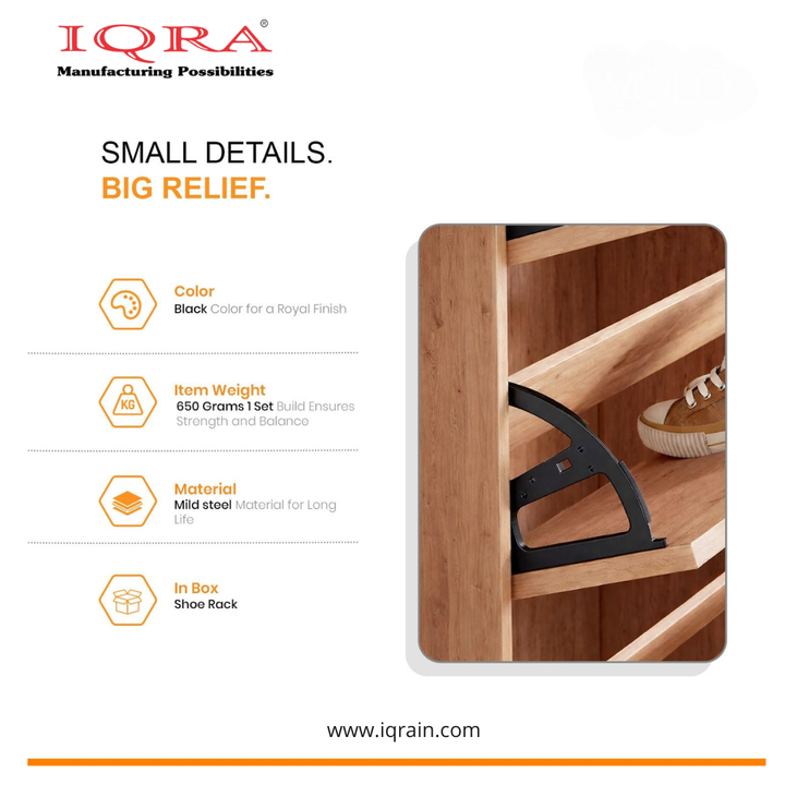 IQRA 3 Layers Shoes Rack Cabinet Fitting, Shoe Rack Drawer Hinge, Easy Install, for 3 Layer Pull Down Shoes Organizer and Footwear Cabinet (Black )