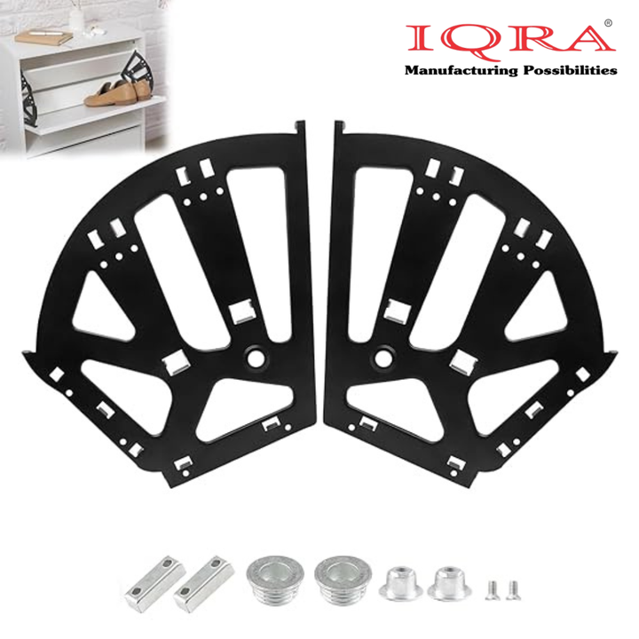 IQRA 3 Layers Shoes Rack Cabinet Fitting, Shoe Rack Drawer Hinge, Easy Install, for 3 Layer Pull Down Shoes Organizer and Footwear Cabinet (Black )