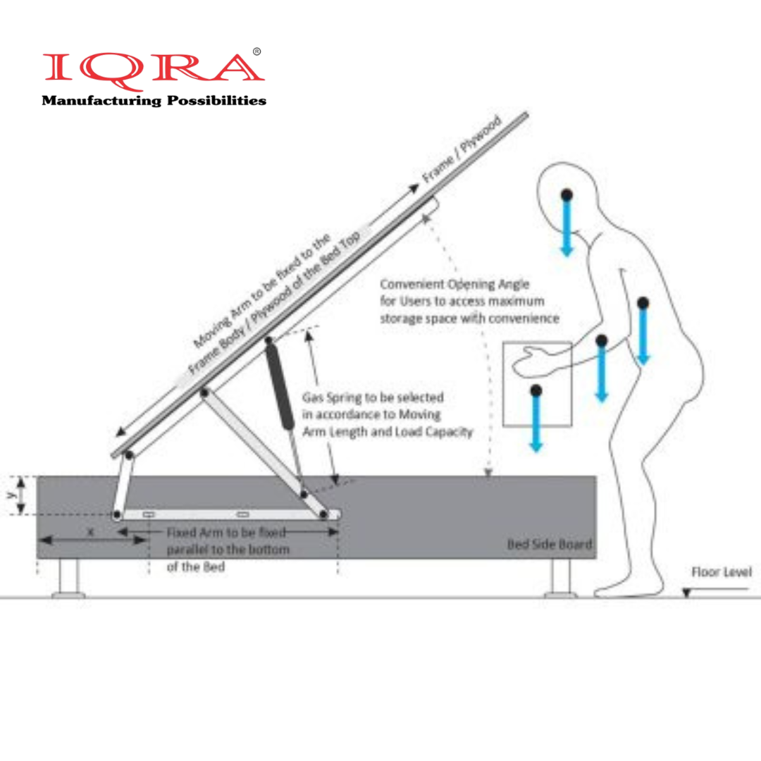 IQRA Gas Pumps with Frame, Double Bed Lifter Fitting Hydraulic (Code:- Gas pump with frame), Size- 60 - 36"", Set of 1 of 2 Frame & 2 pcs Hydraulic Gas Pump.