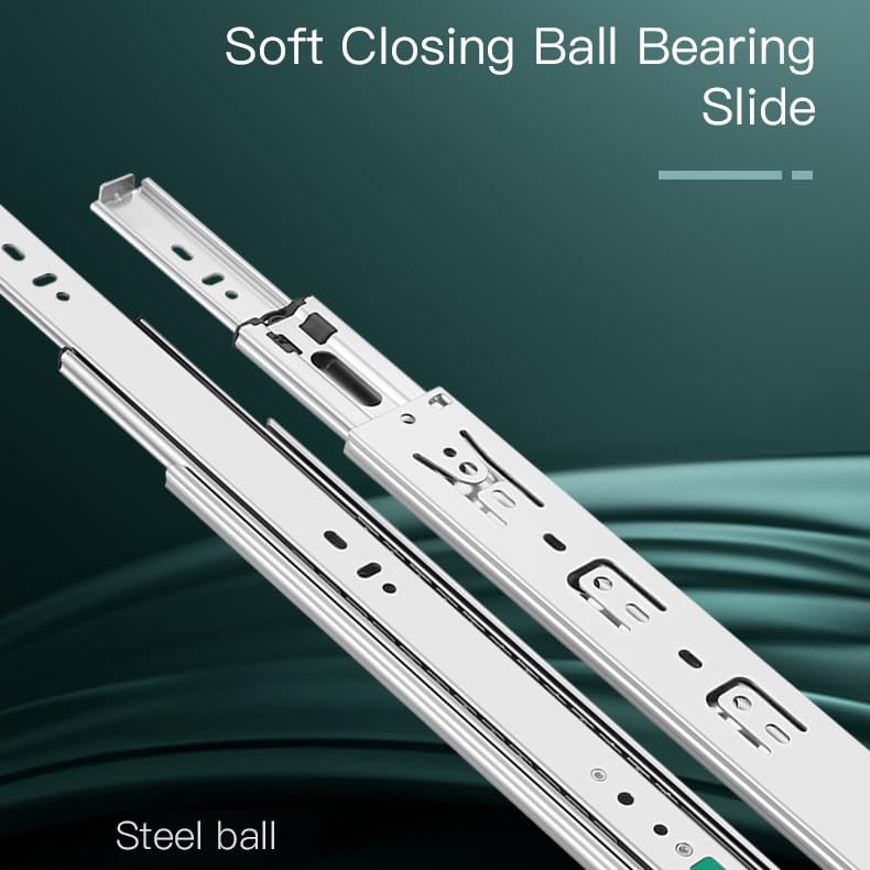 IQRA Soft Close Silver Drawer Channel/Ball Bearing Regular Close Channel for Drawer/Telescopic Drawer Channel for Wooden & Metals Drawers in Kitchen, Wardrobe