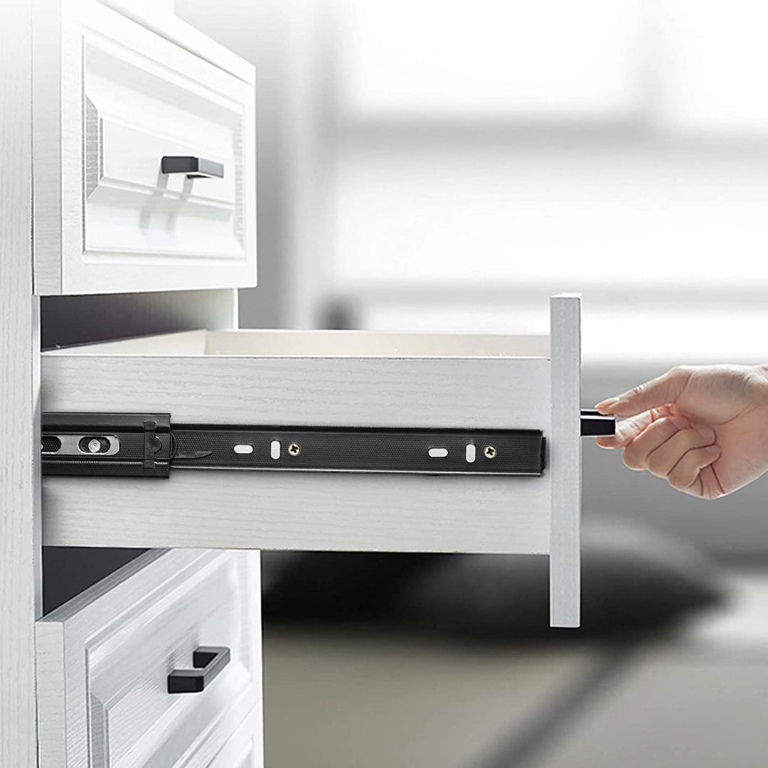 IQRA Black Drawer Channel/Regular Smooth Close Ball Bearing Slider Drawer Channel for Home, Kitchen & Wardrobe/Telescopic Channel for Drawer/for Wooden & Metals Drawers