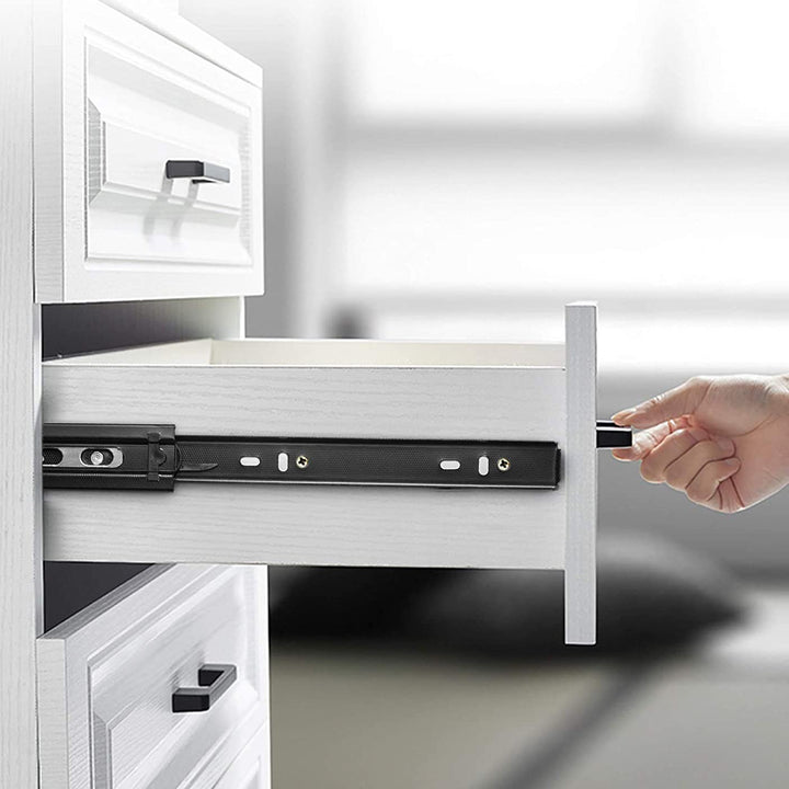 IQRA Black Drawer Channel/Regular Smooth Close Ball Bearing Slider Drawer Channel for Home, Kitchen & Wardrobe/Telescopic Channel for Drawer/for Wooden & Metals Drawers