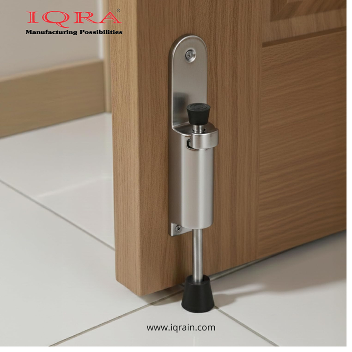 IQRA Extendable Zinc Heavy Door Stopper for Home & Office, Coil Spring System with Rubber tip, Hassle-Free Installation, 3 Years Warranty (Matt Finish, Pack of 1)