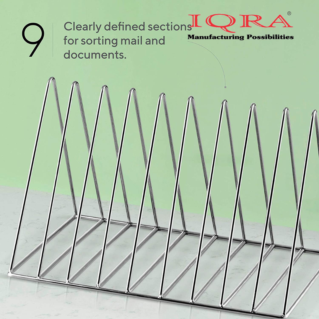 IQRA Magazine Racks Tabletop Mount Files holder Desk File Organizer 9 Slots Book Stand Newspaper Stand for Home & Offices (Silver)