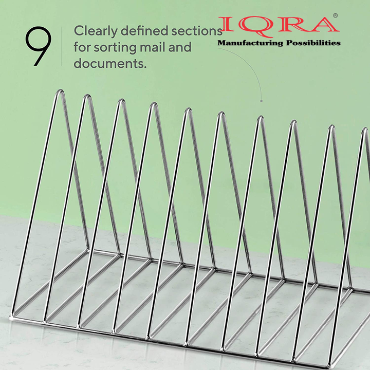IQRA Magazine Racks Tabletop Mount Files holder Desk File Organizer 9 Slots Book Stand Newspaper Stand for Home & Offices (Silver)