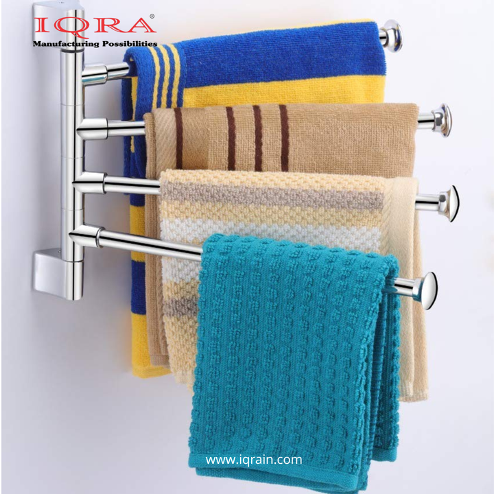 IQRA Stainless Steel 4 Bar Swing Hanger Towel Rack for Bathroom Towel Holder for Kitchen Towel Hanger Stand for Wash Basin