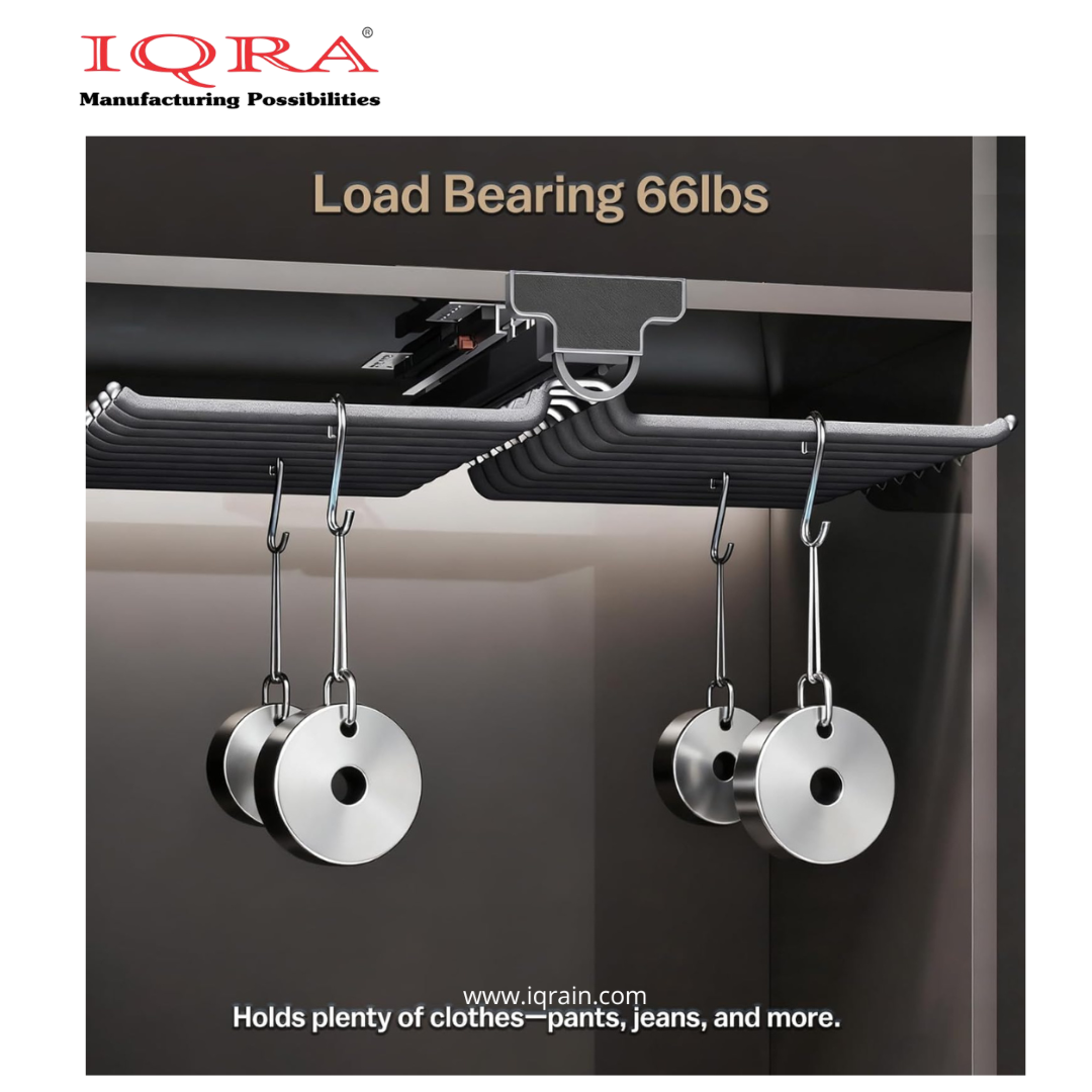 IQRA Grey 18inch Double Side Sliding Pull Out Pants Hangers Rack for Closet Wardrobe & Cabinet - Steel 10 Arm Wide Rows Trousers Pants Hanger,Space Saving Organizer, Clothe Hanger,Multipurpose Hanger(Brown-Pack of 1)