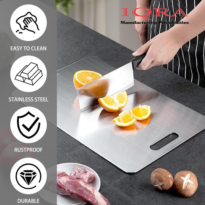 IQRA Countertop-Round Stainless Steel Chopping Board Platform Kitchen Cutting Board Board for Vegetables Fruits Healthy Safe Durable