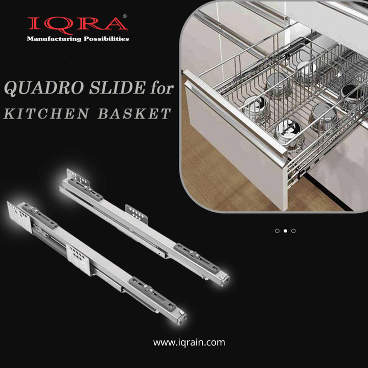 IQRA Undermount Drawer Slide Runner Bottom Quadro Channel, Silent Soft Closing Hydraulic with Locking Device (Capacity: 40 kg)