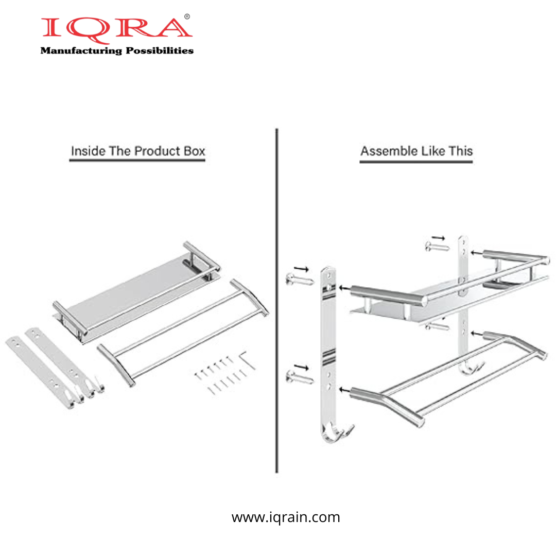 IQRA Stainless Steel 3 Layer/3 Tier Multipurpose Bathroom Shelf/Rack/Organizer/Stand/Holder with Double Soap Dish and Toothbrush Holder Tumbler Bathroom Accessories