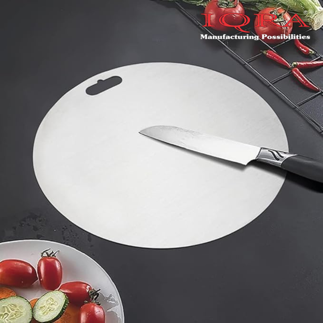 IQRA Countertop-Round Stainless Steel Chopping Board Platform Kitchen Cutting Board Board for Vegetables Fruits Healthy Safe Durable
