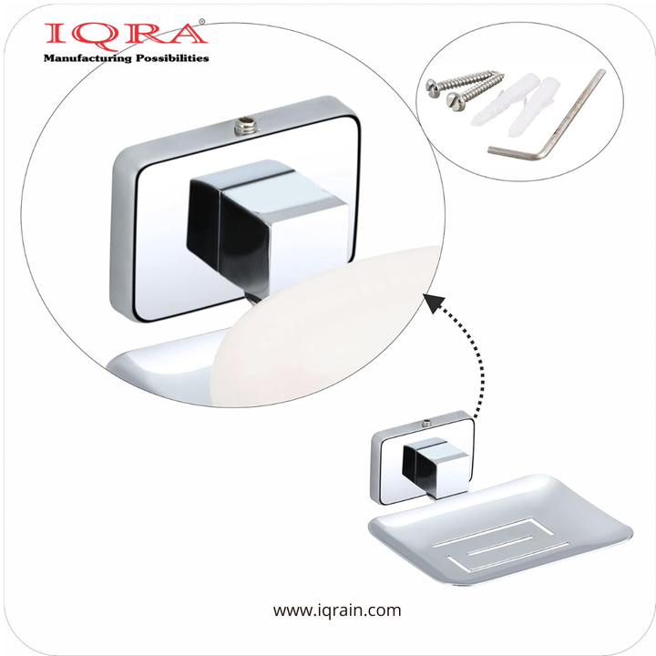 IQRA Soap Dish Holder for Bathroom soap case Stand Bathroom soap Holders Stand Steel wash Basin soap Tray for Bathroom 38(304 Stainless Steel,Chrome Finish)