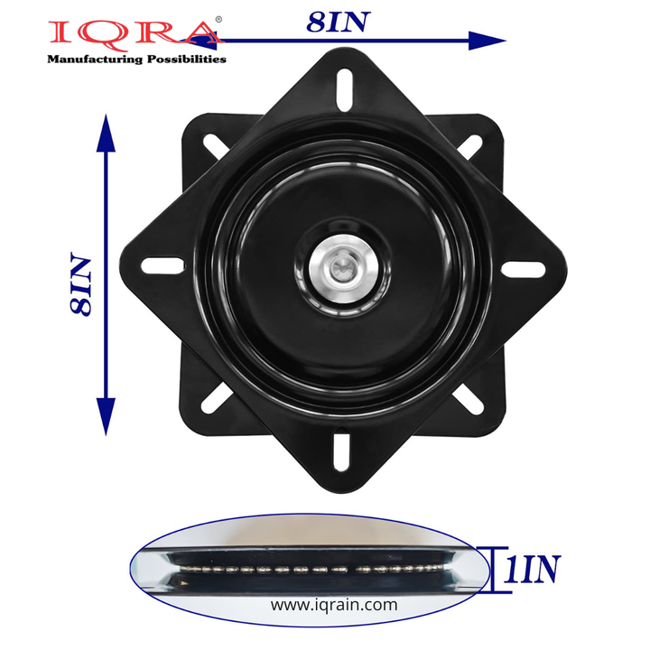 IQRA Square Swivel Plate Turntable Bearing, Rotating Lazy Susan Swivel Plate for Bar Stool, Recliner Chair, and Furniture, 220 lb Capacity