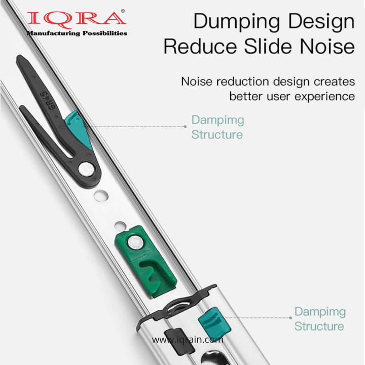 IQRA Soft Close Silver Drawer Channel/Ball Bearing Regular Close Channel for Drawer/Telescopic Drawer Channel for Wooden & Metals Drawers in Kitchen, Wardrobe