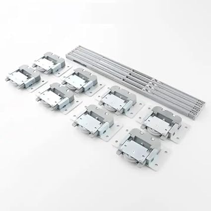 IQRA Locks Sliding Double Track Wardrobe Soft Close Sliding Roller Set| Wardrobe Sliding Door Roller| Wooden Sliding Doors Soft-Close Roller| Soft Closing Sliding Two Door Kit System (Grey)
