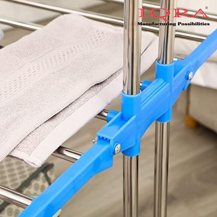 Clothes Drying Stand for Balcony/Cloth Dryer Stand/Cloth Stand for Drying Clothes Foldable/MS Pipe Clothes Hanging Stand/Portable Cloth Rack for Indoor (3 Layer
