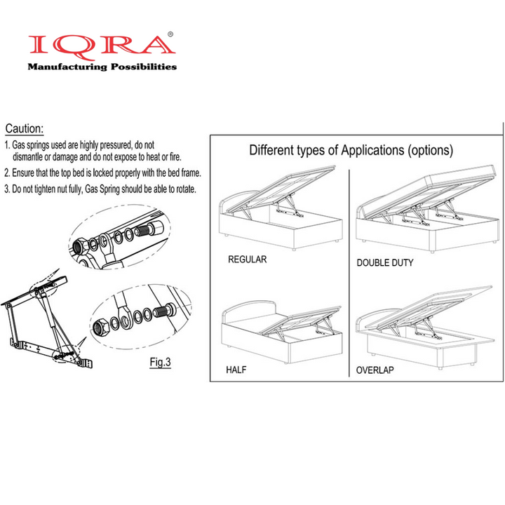 IQRA Gas Pumps with Frame, Double Bed Lifter Fitting Hydraulic (Code:- Gas pump with frame), Size- 60 - 36"", Set of 1 of 2 Frame & 2 pcs Hydraulic Gas Pump.