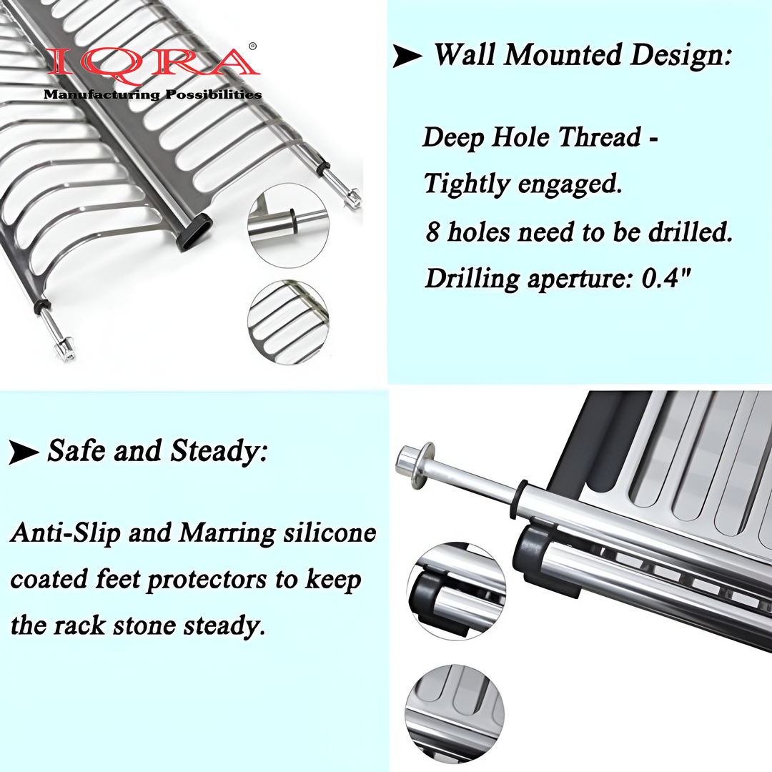 IQRA Stainless Steel Dish Plate Rack Drainer GTPT for Kitchen, Set of 3pcs