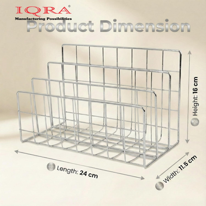 IQRA Organizer Magazine File Holder Modern Desk, 3 Slot Modern Magazine Holder Stand for Table Desk Home File Stand Decor File Storage for Office (Silver)